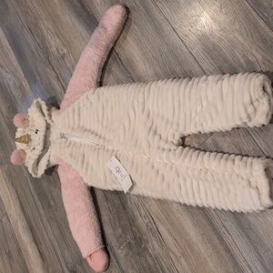 Koala Kids Pink and Cream Fuzzy Unicorn Footie